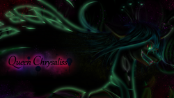 Size: 1920x1080 | Tagged: safe, artist:hashioaryut, imported from derpibooru, queen chrysalis, changeling, changeling queen, female, solo, wallpaper