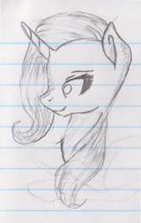 Size: 318x502 | Tagged: safe, artist:alka-pony2, imported from derpibooru, trixie, pony, unicorn, female, mare, monochrome, portrait, sketch, solo, traditional art