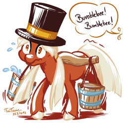 Size: 700x694 | Tagged: safe, artist:taritoons, imported from derpibooru, oc, oc only, oc:bumblebee, germany, hamburg, hat, hummel hummel, nation ponies, ponified, top hat