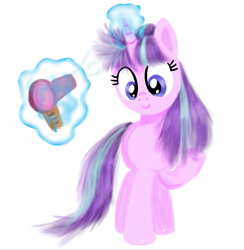 Size: 577x591 | Tagged: safe, artist:paking pie, imported from derpibooru, starlight glimmer, unicorn, female, hair dryer, magic, simple background, solo, white background