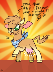 Size: 992x1338 | Tagged: safe, artist:catfood-mcfly, imported from derpibooru, arizona cow, cow, them's fightin' herds, arizona (tfh), bandana, cloven hooves, community related, female, implied anon, udder