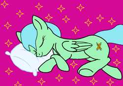 Size: 924x648 | Tagged: safe, artist:blaze firehoof, imported from derpibooru, oc, oc only, pegasus, pony, cute, eyes closed, on side, pillow, side, sleeping, smiling, solo, underhoof, wings