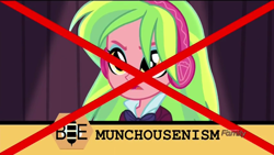 Size: 1366x768 | Tagged: safe, imported from derpibooru, screencap, lemon zest, human, acadeca, equestria girls, friendship games, fail, female, headphones, misspelling, munchausenism, spelling bee