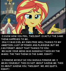 Size: 507x546 | Tagged: safe, imported from derpibooru, screencap, sunset shimmer, equestria girls, friendship games, female, image macro, meme, monologue, mouthpiece, solo