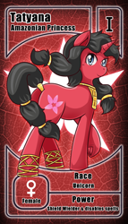 Size: 800x1399 | Tagged: safe, artist:vavacung, imported from derpibooru, oc, oc only, oc:tatyana, pony, unicorn, card, female, mare, pactio card