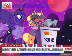 Size: 800x630 | Tagged: safe, artist:pixelkitties, imported from derpibooru, ms. harshwhinny, princess luna, blame my sister, blood moon, cable news network, clothes, cnn, konami, magic shirt, mask, moon, ms. harshwhinny's election campaign, politics, possessed, shirt, silent hill, the legend of zelda, the legend of zelda: majora's mask, votehorse