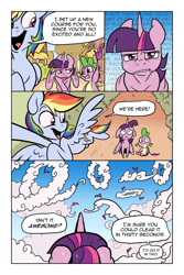 Size: 800x1200 | Tagged: safe, artist:pixel-prism, imported from derpibooru, rainbow dash, spike, twilight sparkle, alicorn, pony, comic:lesson learned, comic, dialogue, female, flying, flying lesson, frown, mare, speech bubble, twilight sparkle (alicorn)