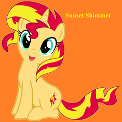 Size: 894x894 | Tagged: safe, artist:light262, imported from derpibooru, sunset shimmer, pony, unicorn, cute, female, happy, looking at you, mare, open mouth, shimmerbetes, sitting, smiling, solo