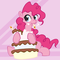 Size: 650x650 | Tagged: safe, artist:petit-squeak, imported from derpibooru, pinkie pie, cake, female, solo