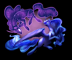 Size: 900x747 | Tagged: safe, artist:pixel-prism, imported from derpibooru, princess luna, tantabus, alicorn, pony, do princesses dream of magic sheep, black background, crying, female, mare, simple background