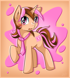 Size: 1200x1329 | Tagged: safe, artist:vavacung, imported from derpibooru, oc, oc only, oc:think pink, oc:think pinkie, pony, unicorn, blushing, estories, rule 63, solo