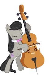 Size: 4500x7050 | Tagged: safe, artist:mixiepie, imported from derpibooru, octavia melody, earth pony, pony, slice of life (episode), absurd resolution, background pony, bipedal, bow, bow (instrument), bowtie, cello, cello bow, cello strings, eyes closed, female, long hair, musical instrument, simple background, smiling, solo, standing, transparent background, vector