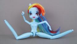 Size: 400x231 | Tagged: safe, artist:toyboxphilosopher, imported from derpibooru, rainbow dash, equestria girls, barbie doll anatomy, breasts, doll, featureless breasts, featureless crotch, irl, nudity, photo, spread legs, toy