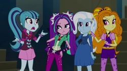 Size: 1280x714 | Tagged: safe, imported from derpibooru, screencap, adagio dazzle, aria blaze, sonata dusk, trixie, equestria girls, rainbow rocks