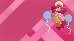 Size: 1920x1080 | Tagged: safe, artist:northwestcore, artist:secret-pony, imported from derpibooru, pinkie pie, balloon, female, pigtails, solo, tongue out, wallpaper