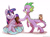 Size: 1204x882 | Tagged: dead source, safe, artist:imalou, imported from derpibooru, owlowiscious, spike, twilight sparkle, alicorn, pony, book, female, mare, older, prone, twilight sparkle (alicorn)