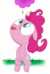 Size: 500x735 | Tagged: safe, artist:dambitail, imported from derpibooru, pinkie pie, chocolate rain, cloud, cloudy, female, solo, tongue out