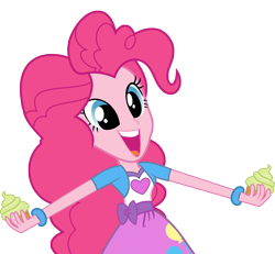 Size: 9000x8316 | Tagged: safe, artist:luckreza8, artist:starshinecelestalis, edit, imported from derpibooru, vector edit, pinkie pie, equestria girls, friendship games, .svg available, absurd resolution, clothes, cupcake, female, inkscape, open mouth, simple background, skirt, solo, transparent background, vector