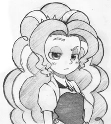 Size: 700x782 | Tagged: safe, artist:aisureimi, imported from derpibooru, adagio dazzle, equestria girls, 4chan, female, monochrome, portrait, raised eyebrow, solo, traditional art