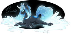 Size: 1024x500 | Tagged: safe, artist:clarichi, imported from derpibooru, oc, oc only, oc:elune, original species, pond pony, eyes closed, solo