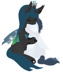 Size: 832x960 | Tagged: safe, artist:lucky-jacky, imported from derpibooru, queen chrysalis, rumble, changeling, changeling queen, female, hug