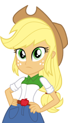 Size: 7297x13212 | Tagged: safe, artist:luckreza8, imported from derpibooru, applejack, equestria girls, friendship games, .svg available, absurd resolution, clothes, cowboy hat, denim skirt, female, freckles, hand on hip, hat, inkscape, simple background, skirt, solo, stetson, transparent background, vector