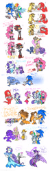 Size: 1400x4800 | Tagged: safe, artist:hoshinousagi, imported from derpibooru, applejack, fluttershy, pinkie pie, rainbow dash, rarity, spike, twilight sparkle, anthro, cat, monkey, octopus, plantigrade anthro, rabbit, squirrel, absurd resolution, amy rose, arm wrestling, blushing, clothes, comic, crossover, crossover shipping, cute, dna cookies, dress, fabulous, female, implied sonamy, knuckles the echidna, male, mane seven, mane six, miles "tails" prower, moustache, racing, scarf, shadow the hedgehog, shipper on deck, sonic boom, sonic the hedgehog, sonic the hedgehog (series), sonicified, sticks the badger, straight, suit, twilight sparkle (alicorn), xk-class end-of-the-world scenario