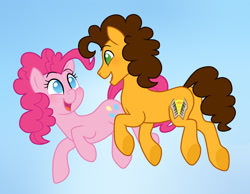 Size: 1821x1413 | Tagged: dead source, safe, artist:apilsinn, imported from derpibooru, cheese sandwich, pinkie pie, cheesepie, female, looking at each other, male, shipping, straight