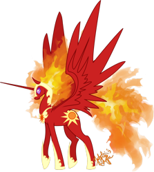 Size: 1600x1793 | Tagged: safe, artist:emeralddarkness, imported from derpibooru, nightmare star, princess celestia, female, mane of fire, nightmare, solo