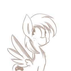 Size: 726x726 | Tagged: safe, artist:tjpones, imported from derpibooru, oc, oc only, pegasus, pony, freckles, monochrome, solo