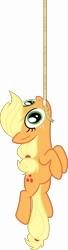 Size: 5000x18432 | Tagged: safe, artist:aethon056, imported from derpibooru, applejack, earth pony, pony, look before you sleep, .svg available, absurd resolution, female, hanging, mare, mouth hold, rope, simple background, solo, swingjack, transparent background, vector