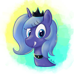 Size: 512x512 | Tagged: safe, artist:blackligerth, imported from derpibooru, princess luna, alicorn, pony, female, filly, grin, solo, woona