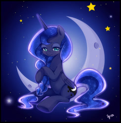 Size: 708x722 | Tagged: safe, artist:lyra-kotto, imported from derpibooru, princess luna, female, moon, sleepy, solo