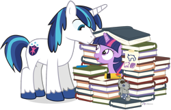 Size: 1080x690 | Tagged: safe, artist:dm29, imported from derpibooru, shining armor, smarty pants, twilight sparkle, pony, unicorn, book, book fort, bookstore, cute, duo, female, filly, filly twilight sparkle, julian yeo is trying to murder us, looking at each other, male, open mouth, simple background, smiling, that pony sure does love books, transparent background, twiabetes