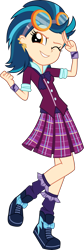 Size: 1844x5500 | Tagged: safe, artist:xebck, imported from derpibooru, indigo zap, equestria girls, friendship games, absurd resolution, bracelet, clothes, crystal prep academy, crystal prep academy uniform, crystal prep shadowbolts, cute, ear piercing, earring, female, goggles, piercing, raised leg, school uniform, simple background, skirt, solo, transparent background, vector, wink, zapabetes