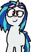 Size: 102x168 | Tagged: safe, artist:pokehidden, imported from derpibooru, dj pon-3, vinyl scratch, pony, banned from equestria daily, explicit source, female, glasses off, solo