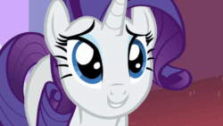 Size: 768x432 | Tagged: safe, imported from derpibooru, screencap, rarity, pony, unicorn, rarity investigates, animated, blinking, cute, female, mare, puppy dog eyes, raribetes, smiling, solo