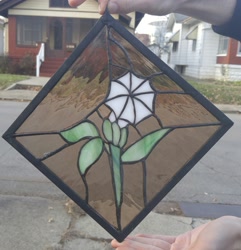 Size: 2885x2988 | Tagged: safe, artist:tjglass, imported from derpibooru, oc, oc only, oc:daturea eventide, irl, photo, photo craft, photo cutie mark, photo stained glass (irl), photo traditional art, stained glass, stained glass (irl)