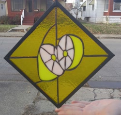 Size: 3155x2988 | Tagged: safe, artist:tjglass, imported from derpibooru, oc, oc only, oc:lemon drop, cutie mark, irl, photo, photo craft, photo traditional art, stained glass, stained glass (irl)