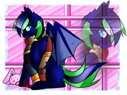 Size: 1600x1200 | Tagged: safe, artist:oceandrops, imported from derpibooru, oc, oc only, oc:silver fang, bat pony, pony, clothes, cute, fluffy, fourth doctor's scarf, ouran high school host club, scarf, striped scarf