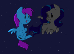 Size: 1280x932 | Tagged: safe, artist:estrill, imported from derpibooru, oc, oc only, bat pony, pegasus, pony, flying, night