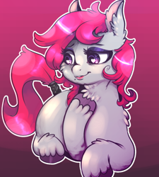 Size: 694x772 | Tagged: safe, artist:lunarmarshmallow, derpibooru exclusive, imported from derpibooru, oc, oc only, oc:marshmallow, chest fluff, ear fluff, eyeshadow, gradient background, heart eyes, makeup, prone, simple background, smiling, solo, tail wrap, unshorn fetlocks, wingding eyes