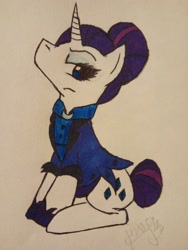 Size: 2448x3264 | Tagged: safe, artist:perry99, imported from derpibooru, rarity, the cutie re-mark, female, night maid rarity, solo, traditional art