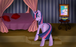 Size: 2983x1849 | Tagged: safe, artist:dezdark, imported from derpibooru, twilight sparkle, bedroom eyes, female, looking back, solo