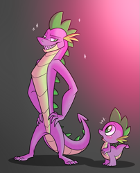 Size: 821x1016 | Tagged: dead source, safe, artist:metalmane, imported from derpibooru, spike, blushing, dreamworks face, older, older spike, self dragondox, self paradox, teenage spike, time paradox