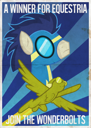 Size: 2135x3000 | Tagged: safe, artist:brony-works, imported from derpibooru, soarin', pegasus, pony, goggles, male, poster, propaganda poster, stallion, wonderbolts, wonderbolts uniform