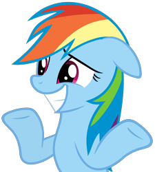 Size: 5400x6000 | Tagged: safe, artist:slb94, imported from derpibooru, rainbow dash, amending fences, absurd resolution, female, nervous, shrug, simple background, solo, transparent background, vector