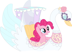 Size: 4836x3498 | Tagged: safe, artist:shutterflyeqd, imported from derpibooru, pinkie pie, swan, season 6, the gift of the maud pie, spoiler:s06, female, simple background, solo, swan boat, transparent background, vector