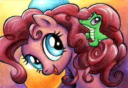 Size: 720x494 | Tagged: safe, artist:dracontiar, imported from derpibooru, gummy, pinkie pie, traditional art