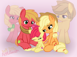 Size: 3100x2300 | Tagged: safe, artist:arielsbx, imported from derpibooru, apple bloom, applejack, big macintosh, earth pony, pony, apple siblings, applejack's parents, cutie mark, eyes closed, female, filly, male, mare, stallion, the cmc's cutie marks, zoom layer